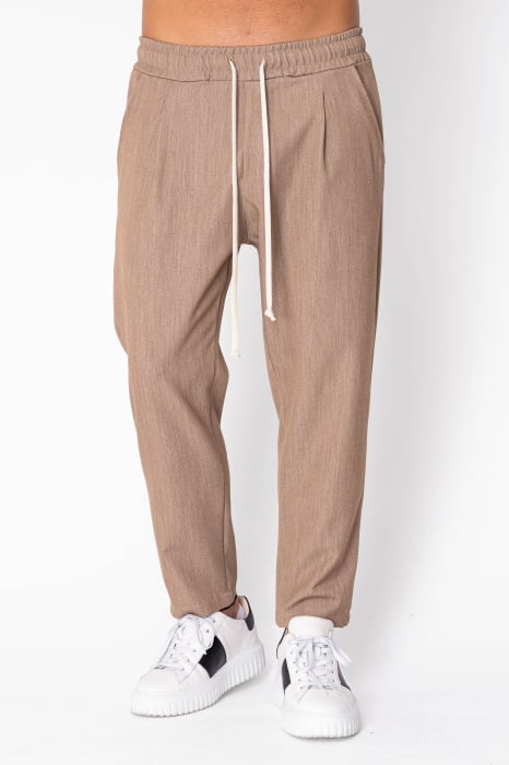 Pantaloni lungi cu pense si buzunar spate Beige