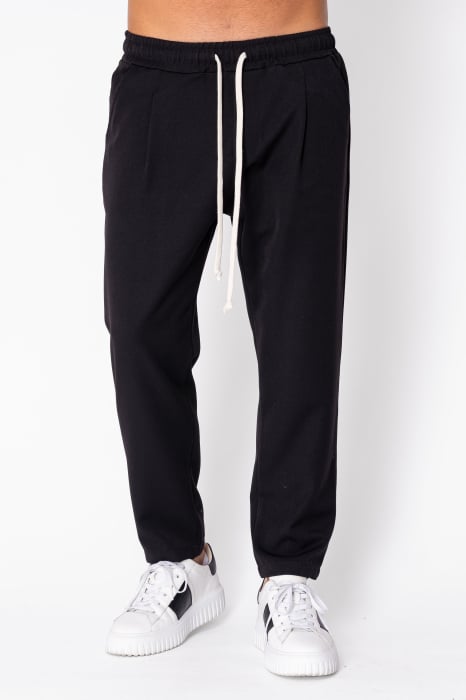 Pantaloni lungi cu pense si buzunar spate Black