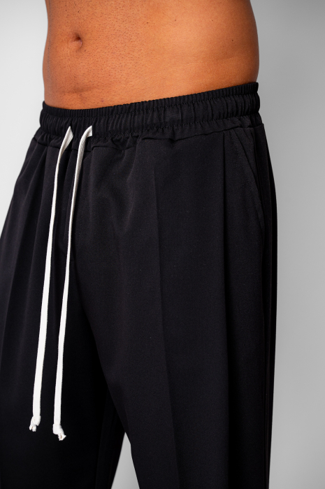 Pantaloni lungi cu snur usor conic Black [4]
