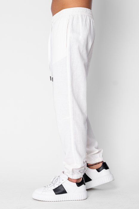 Pantaloni lungi din IN cu elastic si snur White [2]