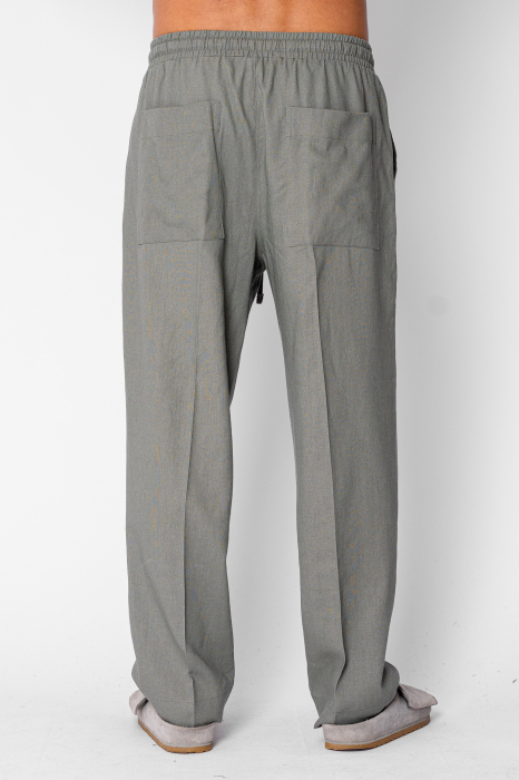 Pantaloni lungi drepti din IN cu snur Olive [2]