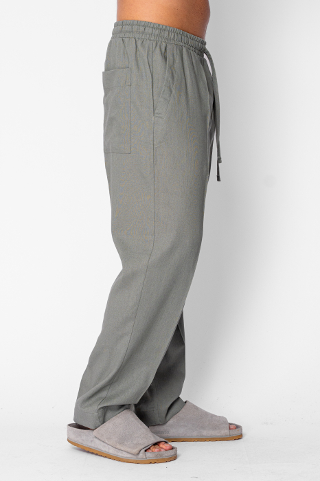 Pantaloni lungi drepti din IN cu snur Olive [3]