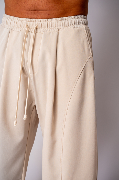 Pantaloni lungi drepti Baloon Fit Beige [5]