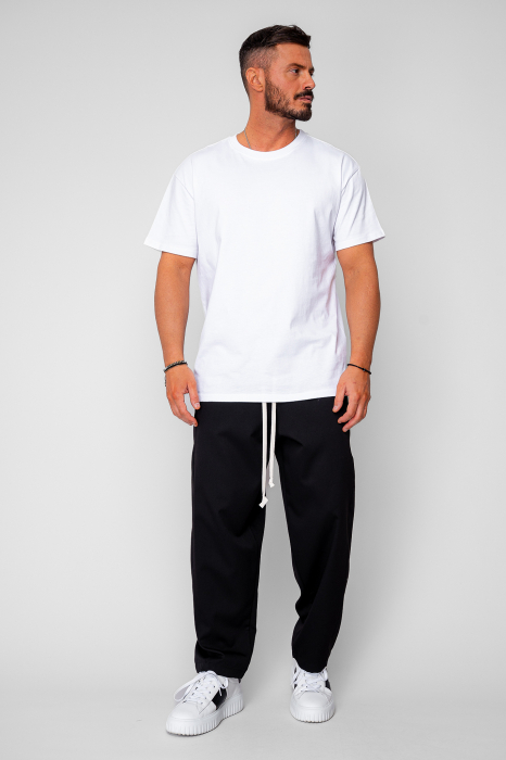 Pantaloni lungi drepti Oversized din 100% Bumbac - 400gr/mp Premium Edition Black [5]
