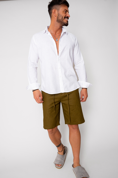 Linen short pants Kaki [2]