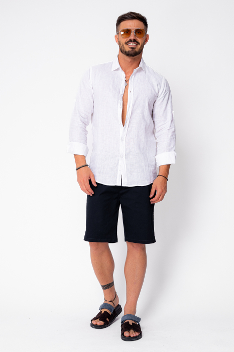 Pantaloni scurti cu nasture din bumbac Navy [2]