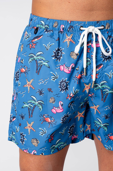 Pantaloni scurti de baie Palm Blue [5]