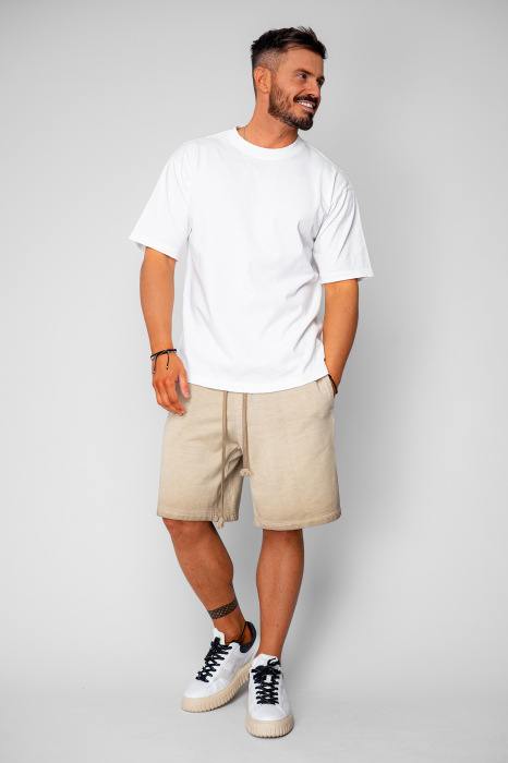 Pantaloni scurti din bumbac Pre-Washed Beige [5]