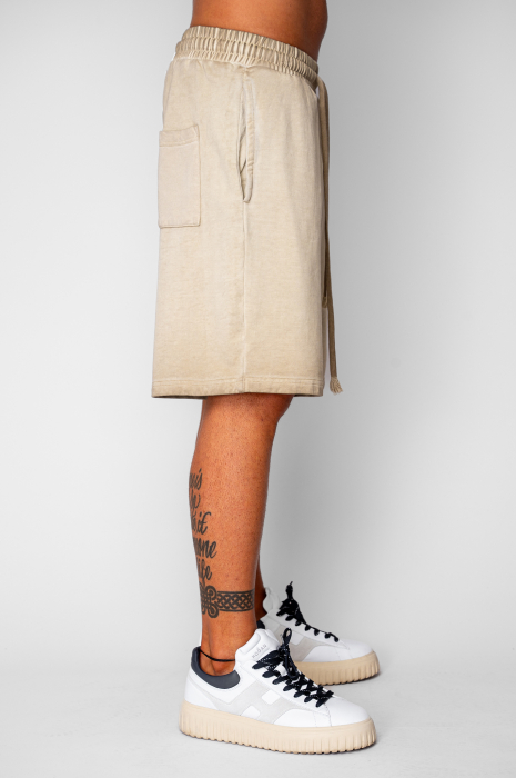 Pantaloni scurti din bumbac Pre-Washed Beige [2]