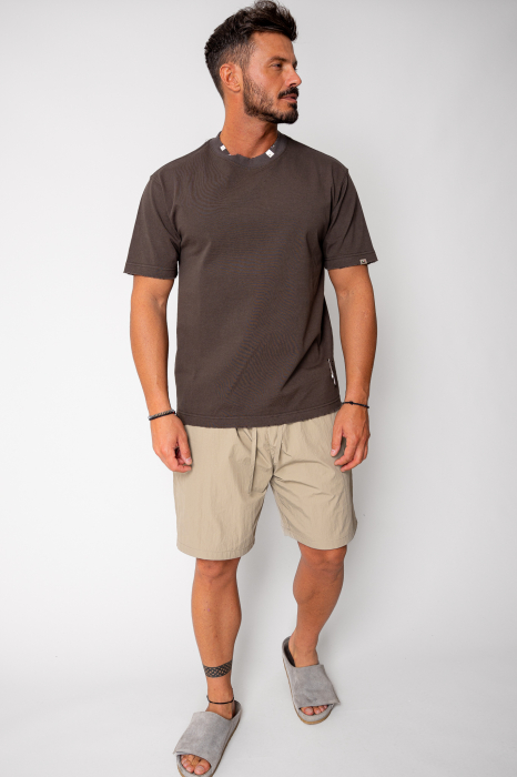 Pantaloni scurti din fas Taupe [4]