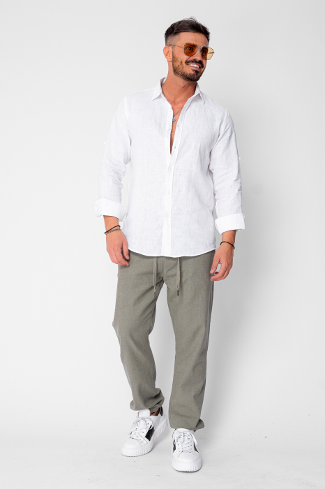 Pantaloni lungi din IN cu elastic si snur Olive [4]