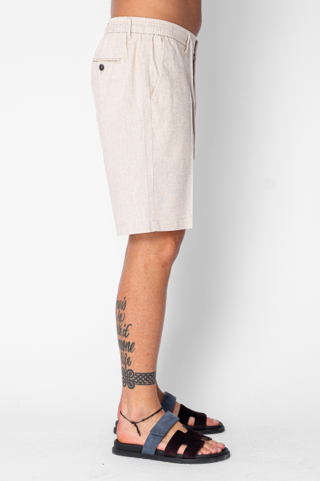Pantaloni scurti din IN cu nasture si snur Premium Edition Beige [2]