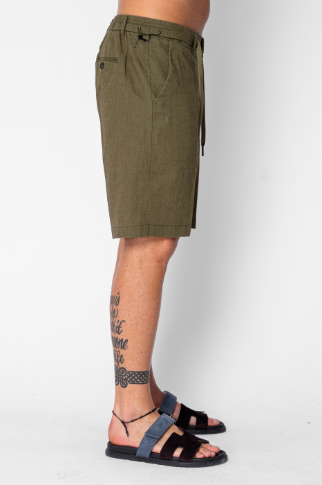 Pantaloni scurti din IN cu nasture si snur Premium Edition Dark Green [2]