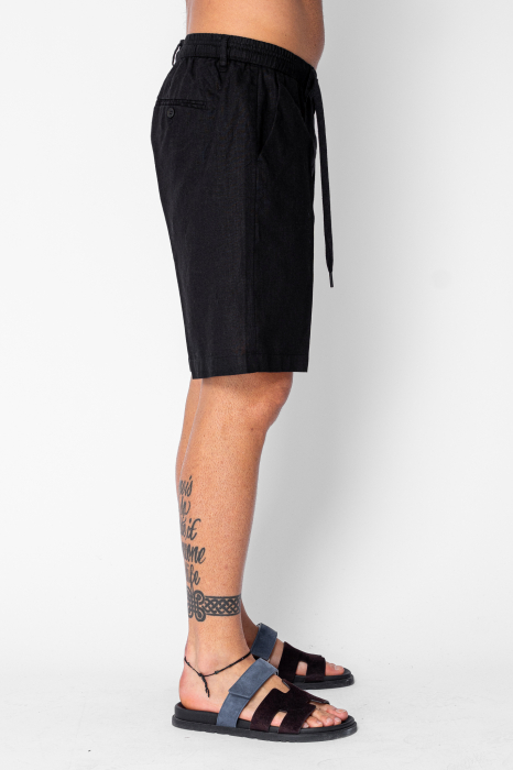 Pantaloni scurti din IN cu nasture si snur Premium Edition Black [2]