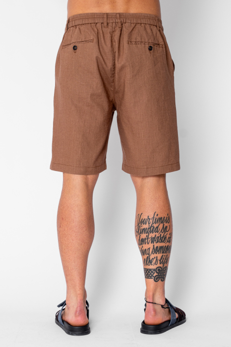 Pantaloni scurti din IN cu nasture si snur Premium Edition Brown [4]