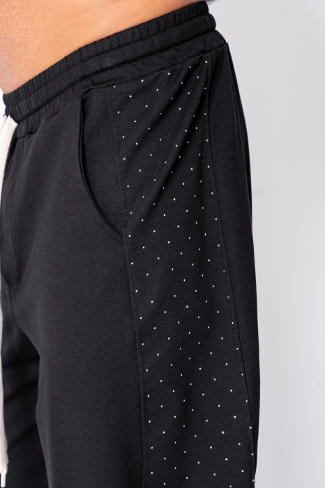Pantaloni scurti Oversized cu strasuri Black [4]