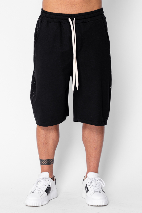 Pantaloni scurti Oversized cu strasuri Black [2]