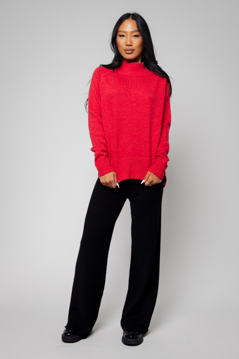Red wool asymmetrical sweater [5]