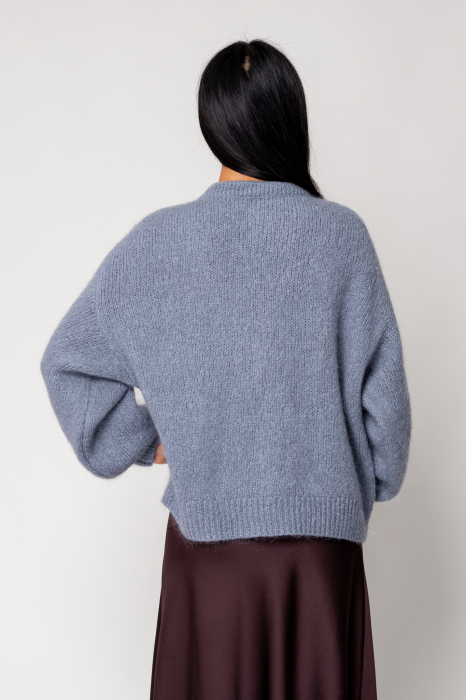 Storm Blue wool and mohair blend zipper sweater [3]