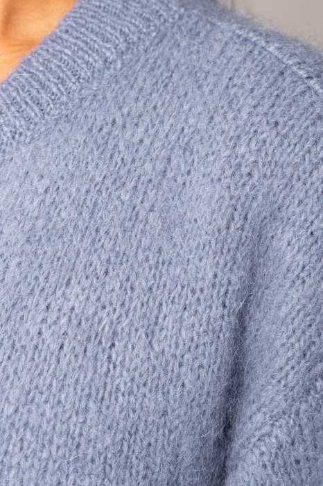 Storm Blue wool and mohair blend zipper sweater [4]