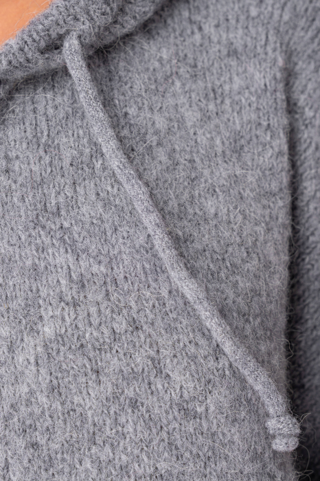 Pulover cu fermoar mix de lana si alpaca Grey [4]
