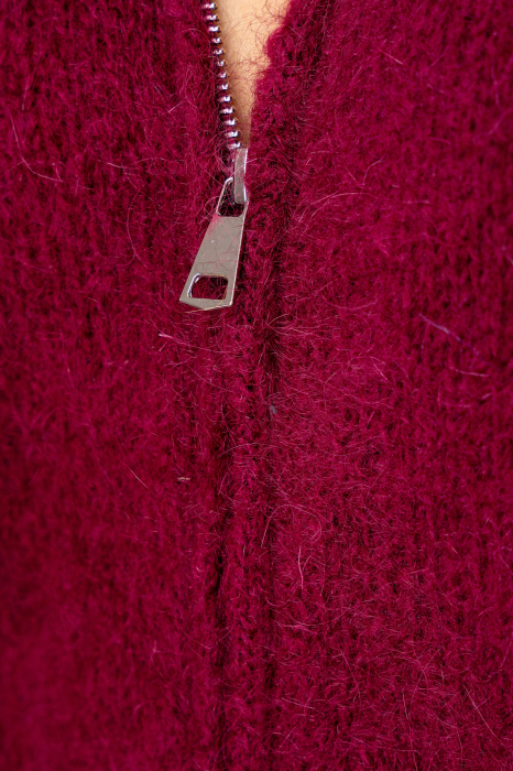 Pulover cu fermoar mix de lana si mohair Burgundy [4]