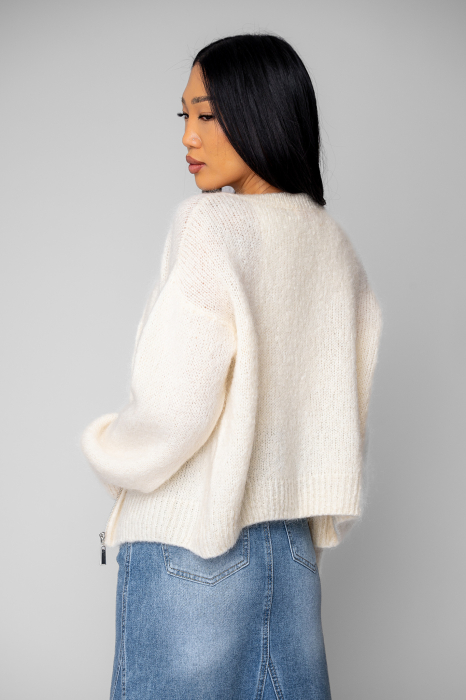 Off White wool and mohair blend zipper sweater [3]