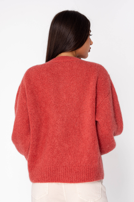Pulover cu fermoar mix de lana si mohair Terracotta Rose [4]