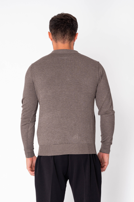 Sweater with collar and short zip Brown [3]