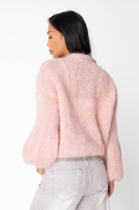 Pulover cu nasture din mix de mohair Rose [3]