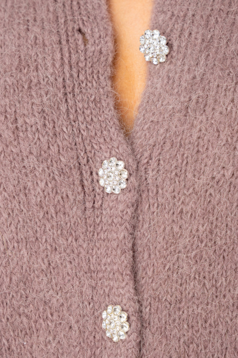 Pulover cu nasturi mix de lana si alpaca Taupe [3]