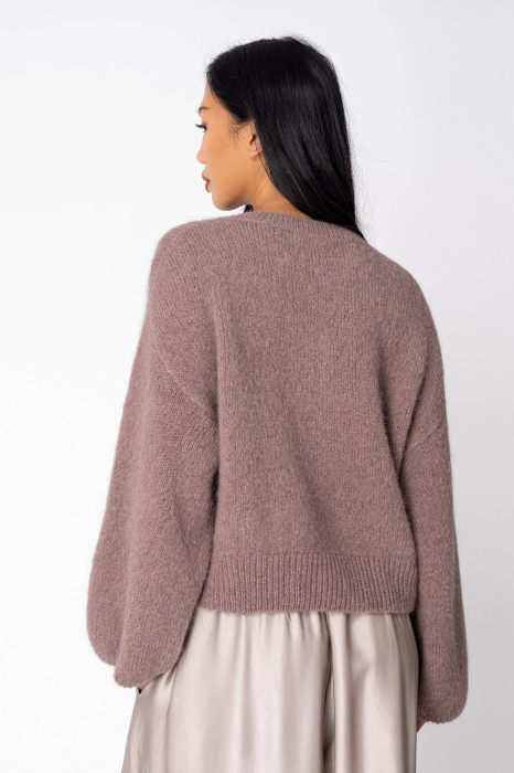 Pulover cu nasturi mix de lana si alpaca Taupe [2]