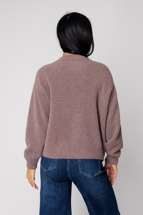 Pulover cu strasuri din mix de lana si alpaca Taupe [4]