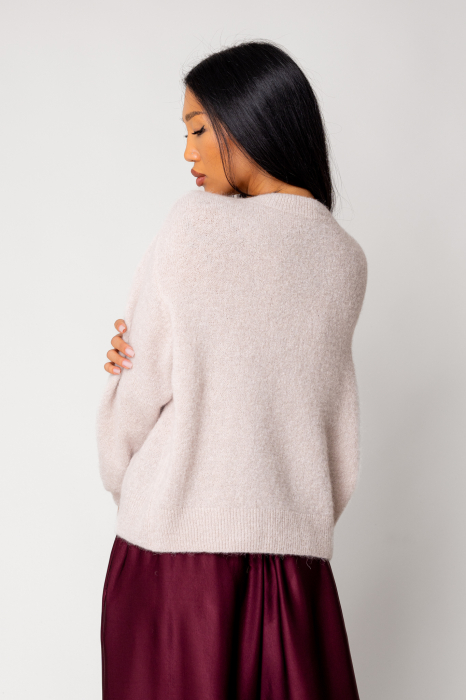 Beige wool and alpaca blend sweater with rhinestones [3]