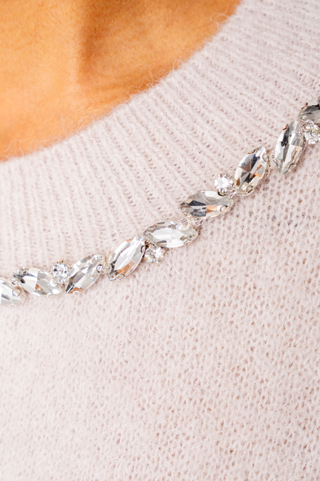 Beige wool and alpaca blend sweater with rhinestones [4]