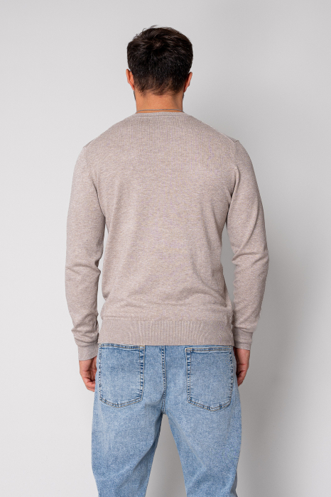 Pulover cu V cut Taupe [3]