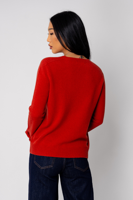 Pulover din 100% Lana, Brick [3]