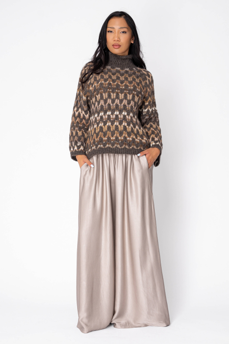 Pulover din mix de lana Brown/Beige [4]