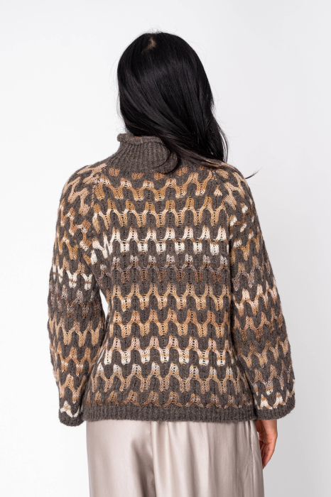Pulover din mix de lana Brown/Beige [2]