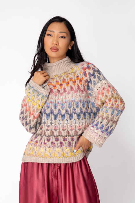 Pulover din mix de lana multicolor [2]