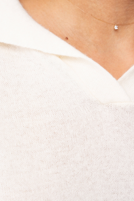 Off White/Beige Striped Wool and Cashmere Blend Sweater [4]