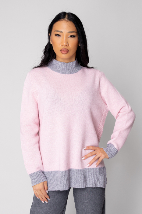 Pulover fin din 100% Lana Pink/Grey [1]