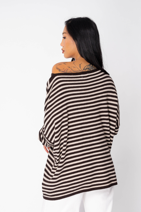 Pulover in dungi din mix de lana si casmir Beige/Brown [3]