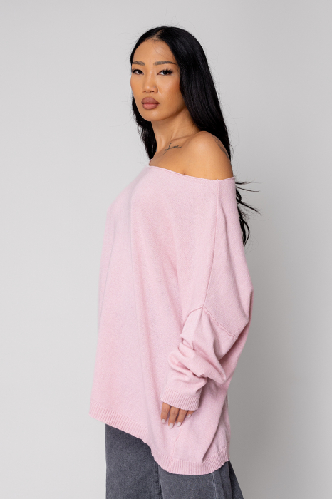 Pulover in dungi din mix de lana si casmir Pink [2]