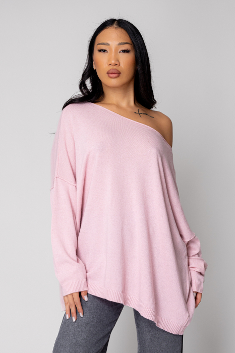 Pulover in dungi din mix de lana si casmir Pink [1]