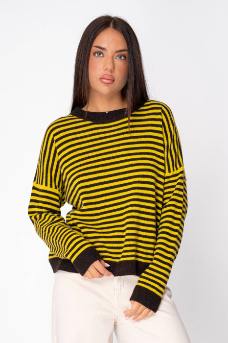 Pulover in dungi din mix de lana si casmir Yellow Brown