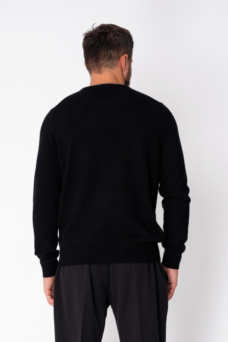 Wool and cashmere blend long-sleeve sweater Black [3]