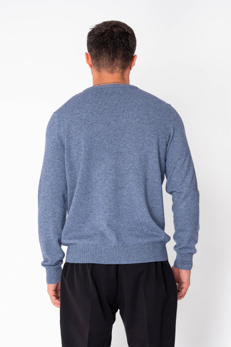 Wool and cashmere blend long-sleeve sweater Blue [3]