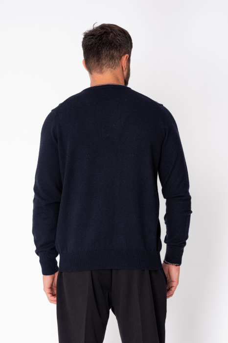 Wool and cashmere blend long-sleeve sweater Navy [3]