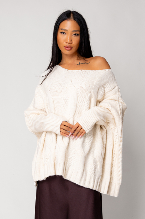 Oversized sweater from wool mix Beige [2]